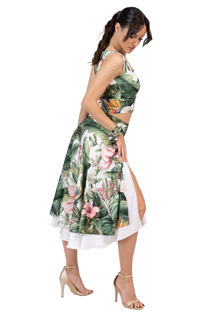 Tropical Paradise Two-layer Satin Dance Skirt