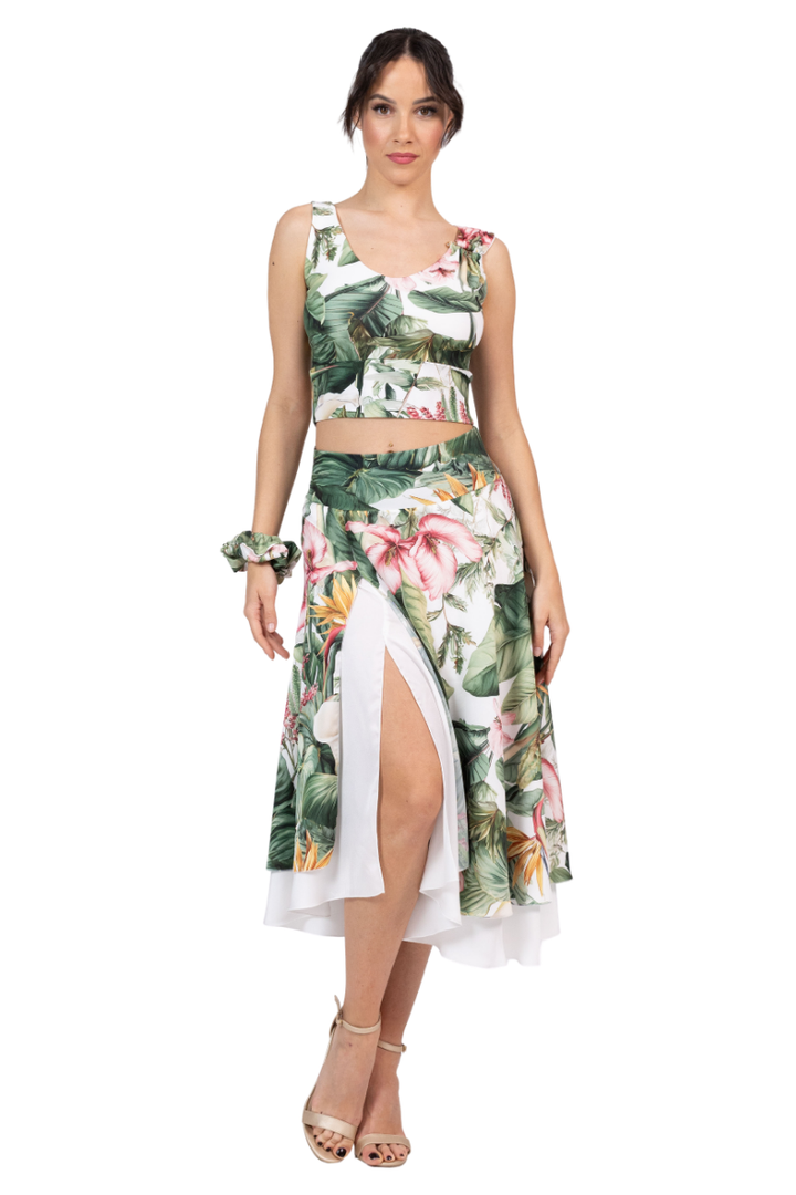 Tropical Paradise Two-layer Satin Dance Skirt