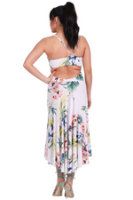 Load image into Gallery viewer, Tropical Print Fit &amp; Flare Keyhole Back Midi Tango Dress
