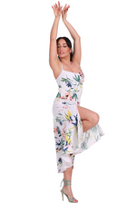 Load image into Gallery viewer, Tropical Print Fit &amp; Flare Keyhole Back Midi Tango Dress

