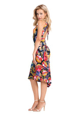 Load image into Gallery viewer, Tropical Print Open Back Fishtail Dress