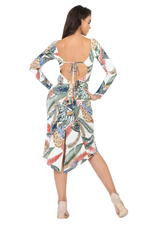 Load image into Gallery viewer, Tropical Leaf Print Print Open Tie Back Tango Dress