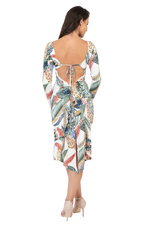Load image into Gallery viewer, Tropical Leaf Print Print Open Tie Back Tango Dress