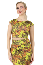 Load image into Gallery viewer, Tropical Palm Leaf Print Crop Top