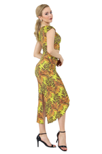 Load image into Gallery viewer, Tropical Palm Leaf Print Wrap Skirt With Curved Front Slit