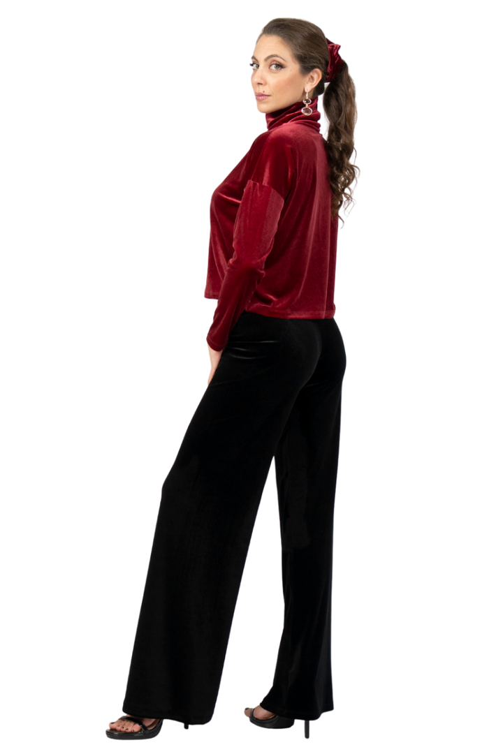 Turtleneck Velvet Long Sleeve Top
