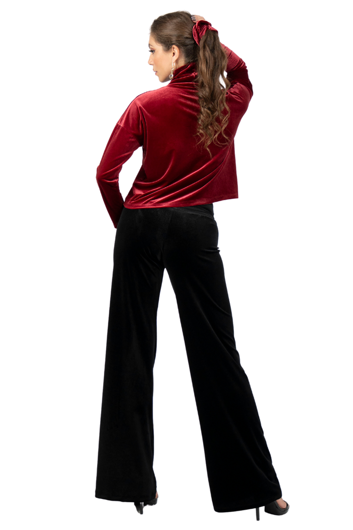 Turtleneck Velvet Long Sleeve Top