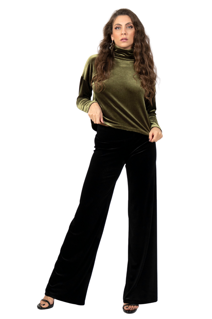 Turtleneck Velvet Long Sleeve Top
