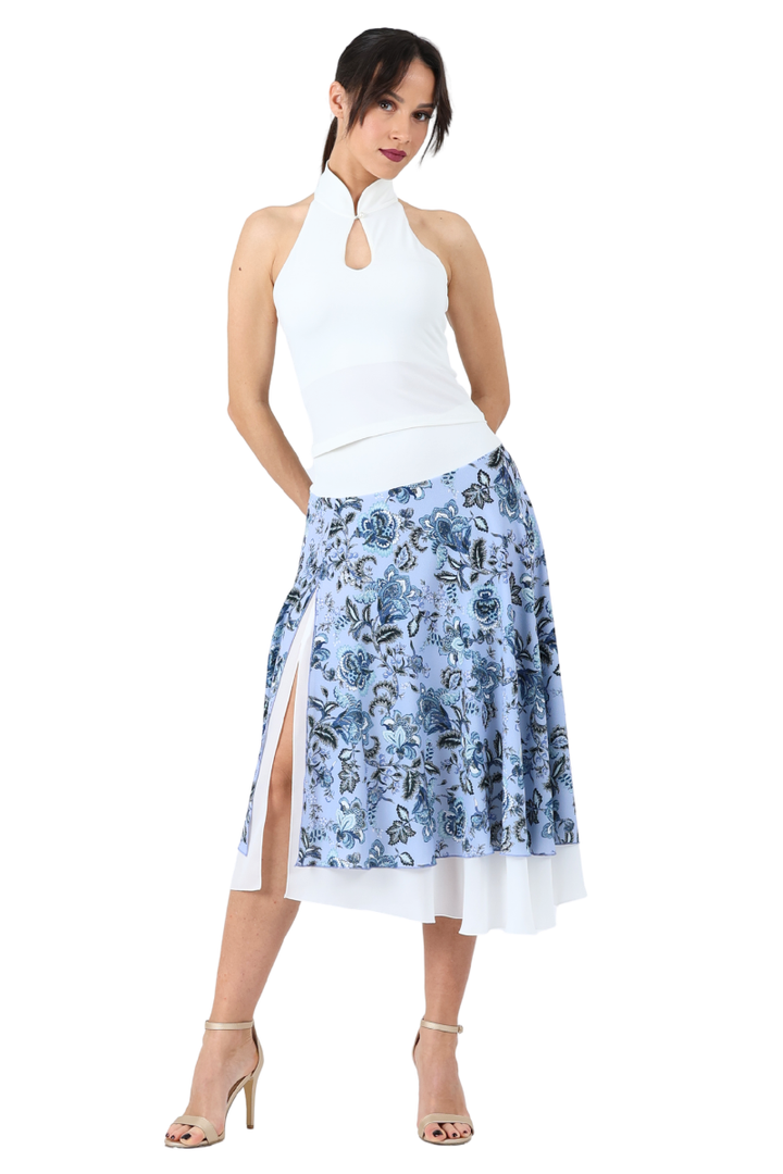 Twilight Blossom Two-layer Satin Dance Skirt