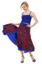 Load image into Gallery viewer, Midnight Rose Print Two-layer Satin Dance Skirt