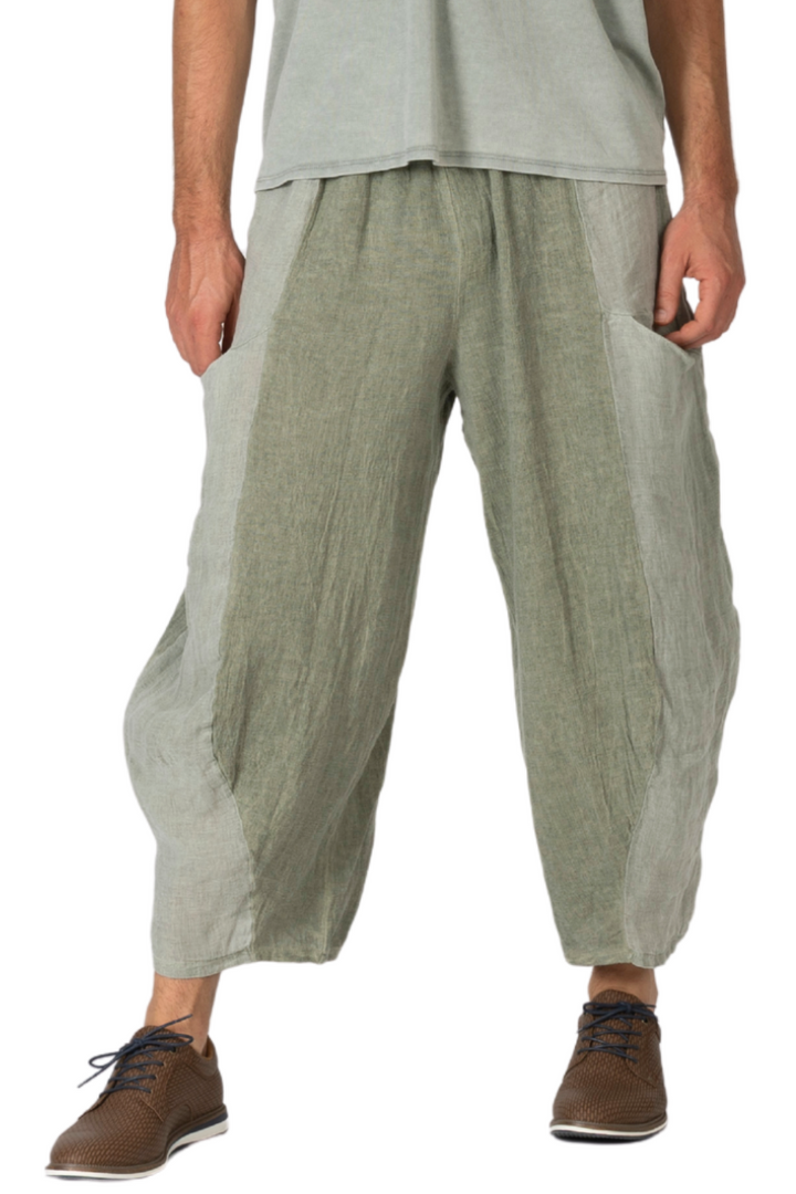Two-Toned Linen Blend Balloon Pants