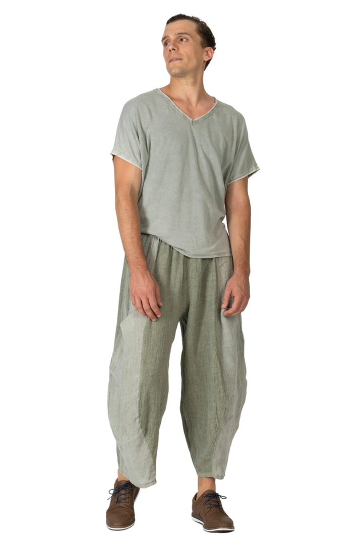 Two-Toned Linen Blend Balloon Pants