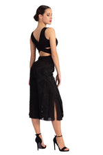 Load image into Gallery viewer, Two-layer Black 3D Refief Cropped Culottes With Slits