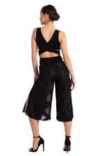 Load image into Gallery viewer, Two-layer Black 3D Refief Cropped Culottes With Slits