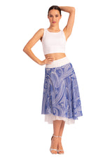 Load image into Gallery viewer, Two-layer Blue Cycladic Print Georgette Dance Skirt
