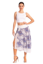 Load image into Gallery viewer, Two-layer Blue Mixed Print Georgette Dance Skirt
