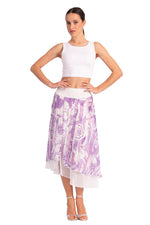 Load image into Gallery viewer, Two-layer Lilac Abstract Print Georgette Dance Skirt
