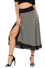 Load image into Gallery viewer, Two-layer Monogram Print Georgette Dance Skirt
