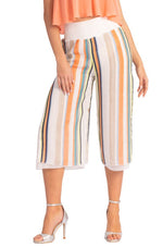 Load image into Gallery viewer, Two-layer Pastell Color Striped Cropped Culottes With Slits