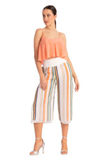 Load image into Gallery viewer, Two-layer Pastell Color Striped Cropped Culottes With Slits