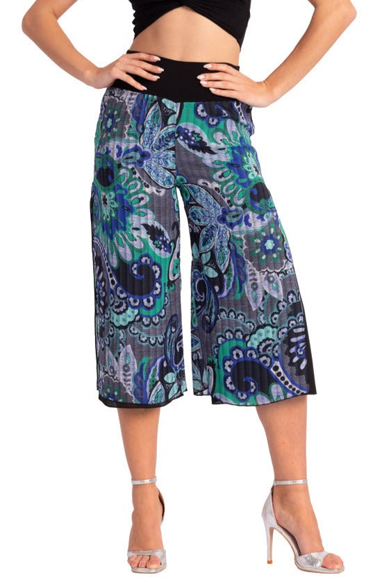 Two-layer Printed Georgette Cropped Culottes