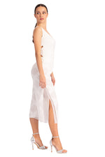 Load image into Gallery viewer, Two-layer White 3D Refief Cropped Culottes With Slits
