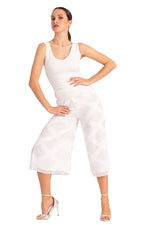 Load image into Gallery viewer, Two-layer White 3D Refief Cropped Culottes With Slits
