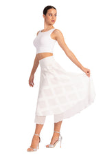 Load image into Gallery viewer, Two-layer White 3D Relief Georgette Dance Skirt
