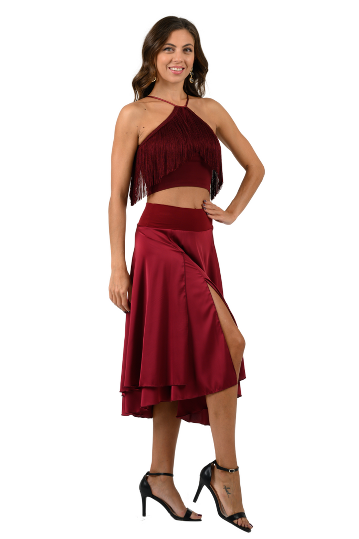 Two-layered Satin Dance Skirt