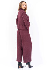 Load image into Gallery viewer, Knit Pleated Trousers (XS,S,M,L,XL) (Wine Red,Blue)