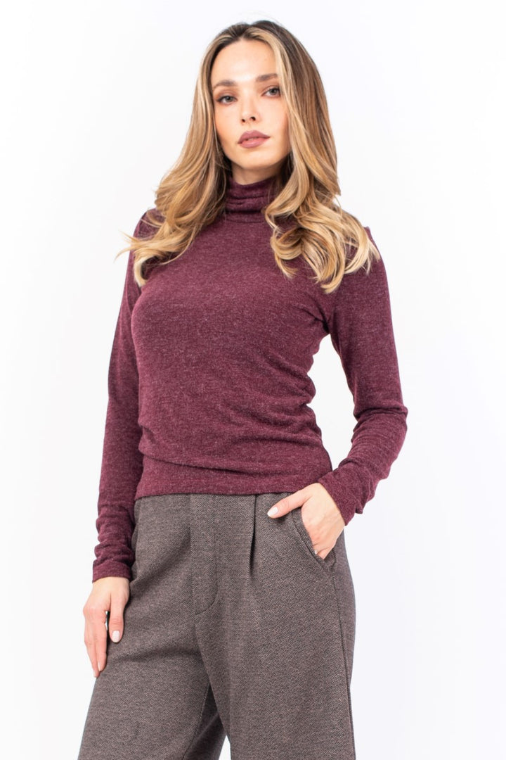 Wine Red Turtleneck Long Sleeve (XS,S,M,L,XL)
