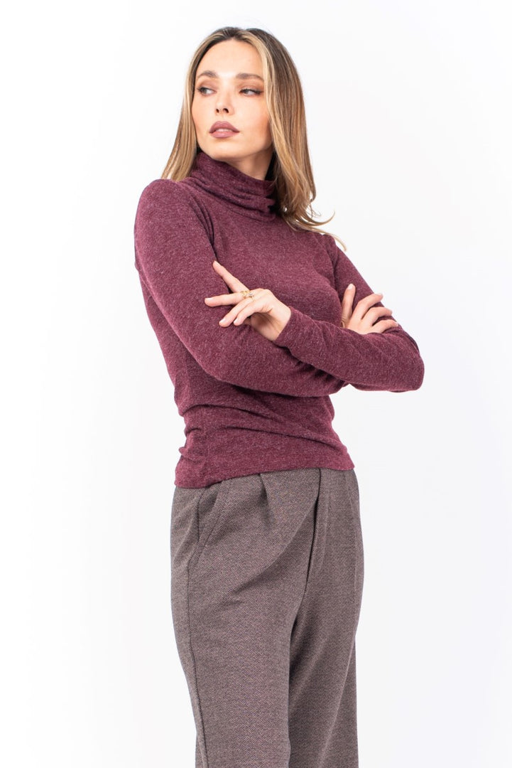 Wine Red Turtleneck Long Sleeve (XS,S,M,L,XL)