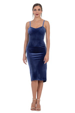 Load image into Gallery viewer, Velvet Fishtail Tango Dress With Thin Straps