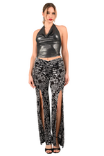 Load image into Gallery viewer, Velvet Floral Print Tango Pants With Slits
