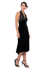 Load image into Gallery viewer, Velvet Halterneck Tango Dress with Sparkling Mesh