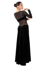 Load image into Gallery viewer, Black Velvet &amp; Lace Maxi Dress With Back Movement
