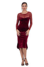 Load image into Gallery viewer, Velvet Mermaid Dress With Tulle Sleeves