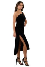 Load image into Gallery viewer, Velvet One-Shoulder Tango Dress With Strappy Back
