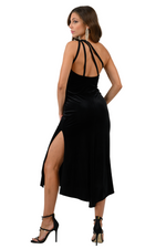 Load image into Gallery viewer, Velvet One-Shoulder Tango Dress With Strappy Back
