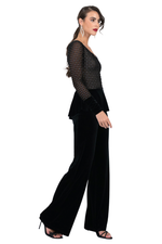 Load image into Gallery viewer, Velvet Peplum Top with Sparkling Mesh