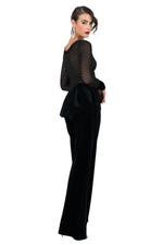 Load image into Gallery viewer, Velvet Peplum Top with Sparkling Mesh