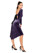 Load image into Gallery viewer, Velvet Tango Dress With Keyhole Bow Tie Back