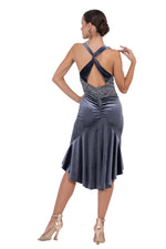 Load image into Gallery viewer, Velvet Tango Dress With Lace Bodice &amp; Crisscross Back
