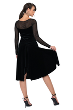 Load image into Gallery viewer, Velvet Tango Dress with Sparkling Mesh &amp; Asymmetric Draping
