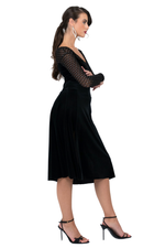 Load image into Gallery viewer, Velvet Tango Dress with Sparkling Mesh &amp; Asymmetric Draping