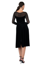Load image into Gallery viewer, Velvet Tango Dress with Sparkling Mesh &amp; Asymmetric Draping