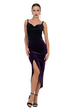 Load image into Gallery viewer, Velvet Tango Skirt With Front &amp; Center Back Slit

