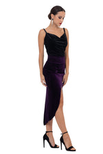 Load image into Gallery viewer, Velvet Tango Skirt With Front &amp; Center Back Slit
