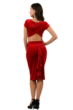 Load image into Gallery viewer, Velvet Tango Crop Top With Draped Overlap Back
