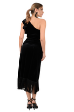 Load image into Gallery viewer, Velvet Wrap Effect Dance Skirt With Fringe
